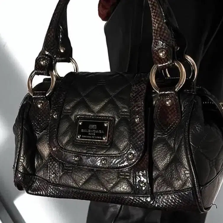 [BUNJANG] Balenciaga Python Embossed Leather Tote Bag / [정품] 발렌시아가 레더 파이톤 모터 토트백 금장