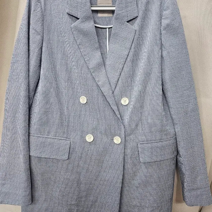 [BUNJANG] Blank Double-Breasted Check Blazer / 빈폴 네이비 체크 더블 자켓