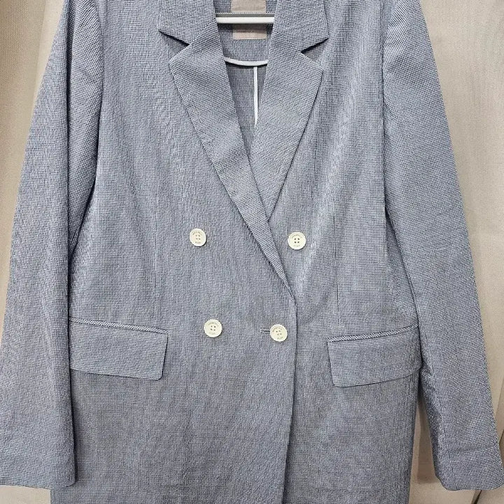 [BUNJANG] Blank Double-Breasted Check Blazer / 빈폴 네이비 체크 더블 자켓