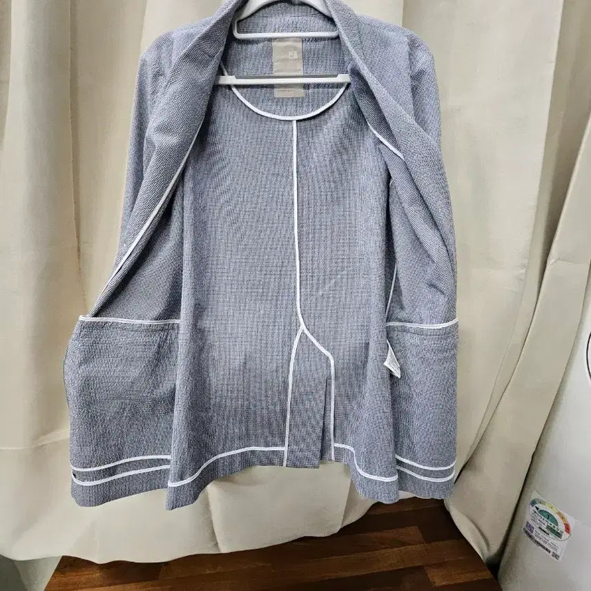 [BUNJANG] Blank Double-Breasted Check Blazer / 빈폴 네이비 체크 더블 자켓