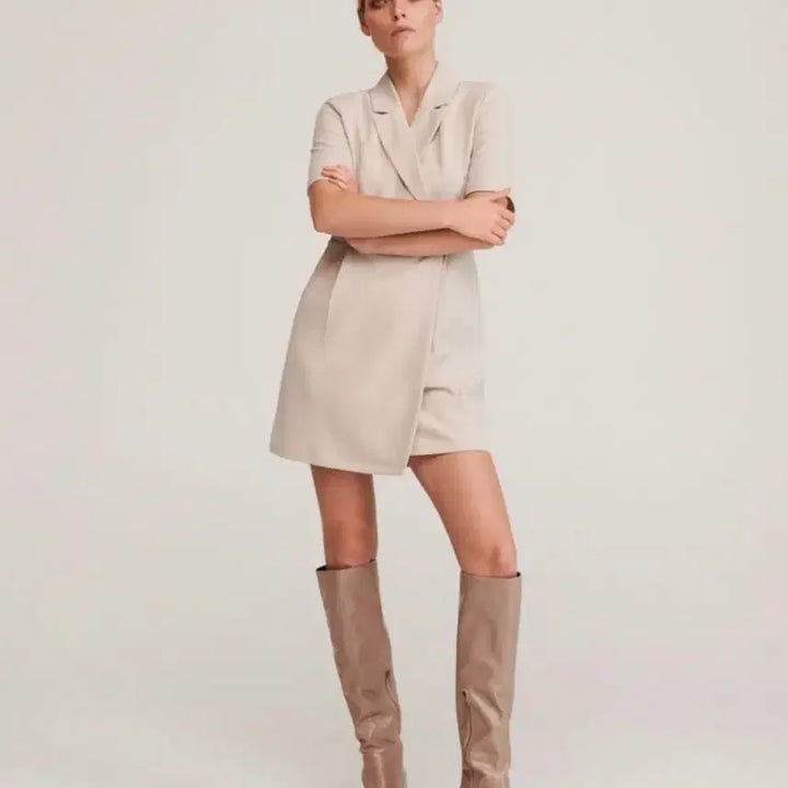 [BUNJANG] RESERVED Mini Wrap Dress Beige / RESERVED 브레이저 미니원피스