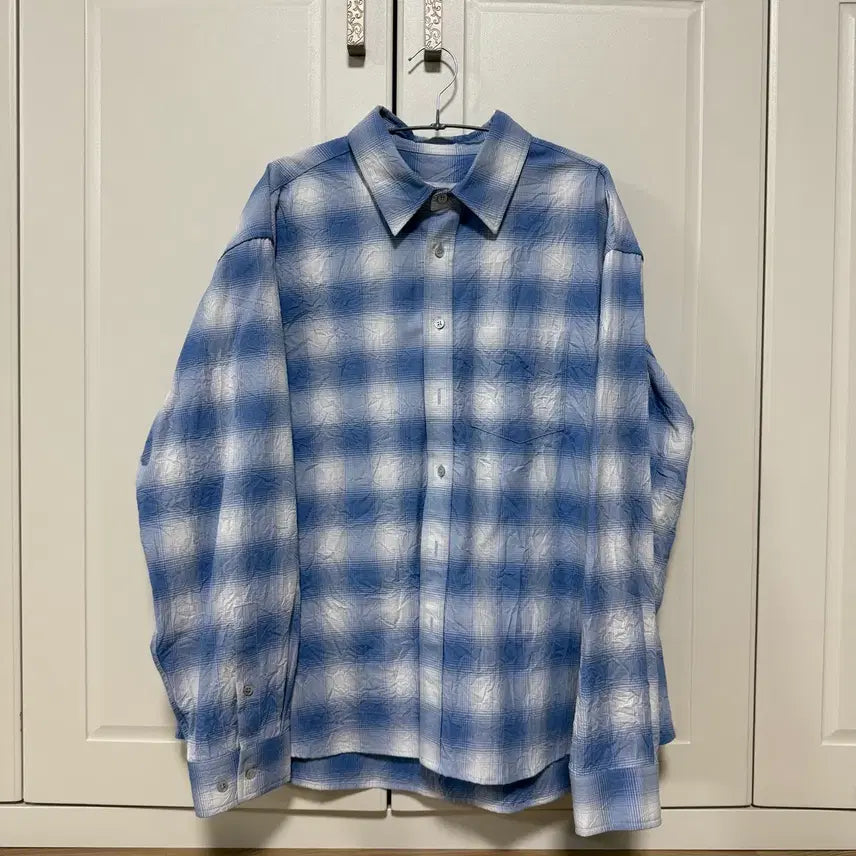 [BUNJANG] Moma Design Blue Crinkle Shirt 48 / 모마디자인 블루 크링클 셔츠 48