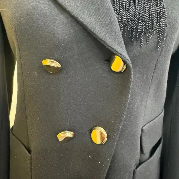 [BUNJANG] SJSJ Gold Button Chain Detail Double Jacket / SJSJ 한섬 블랙 더블자켓 55 골드버튼 체인디테일