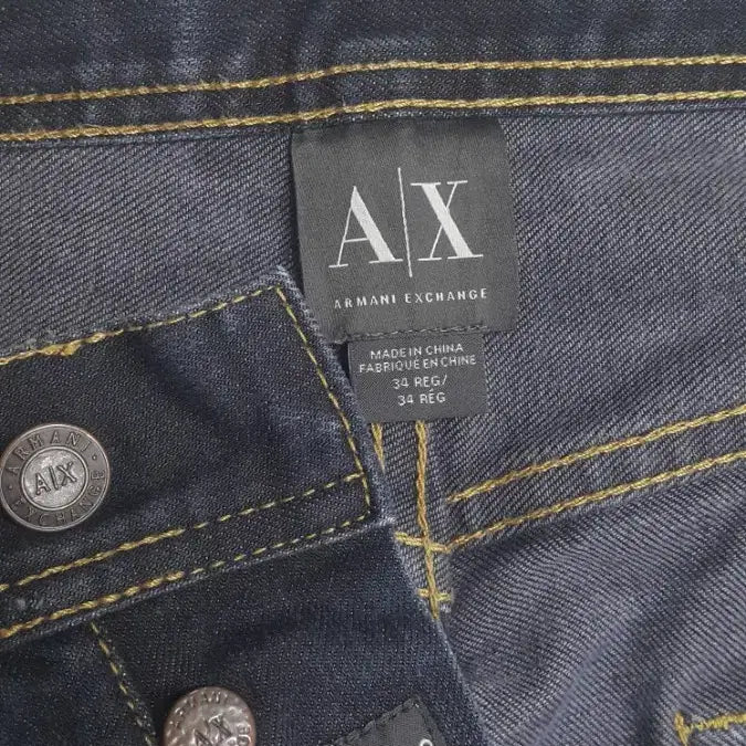[BUNJANG] Armani Leather Patch Gold Detail Jeans / [A/X]아르마니 정품(사방스판) 가죽패치 금장대님 33인치(No.73)