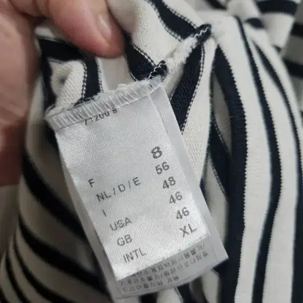 [BUNJANG] Saint James Gildas Stripe Elbow Patch T-Shirt / 세인트제임스 길도 스트라이프 엘보패치 블랙 T8