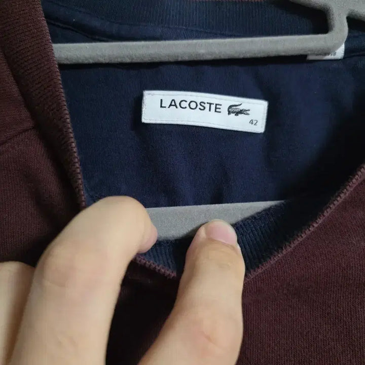 [BUNJANG] Lacoste Burgundy Men's Sweatshirt / 라코스테 버건디 맨투맨 티셔츠