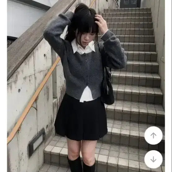 [BUNJANG] Ably Pleated Mini Skirt Gray / 에이블리 플리츠 스커트 그레이