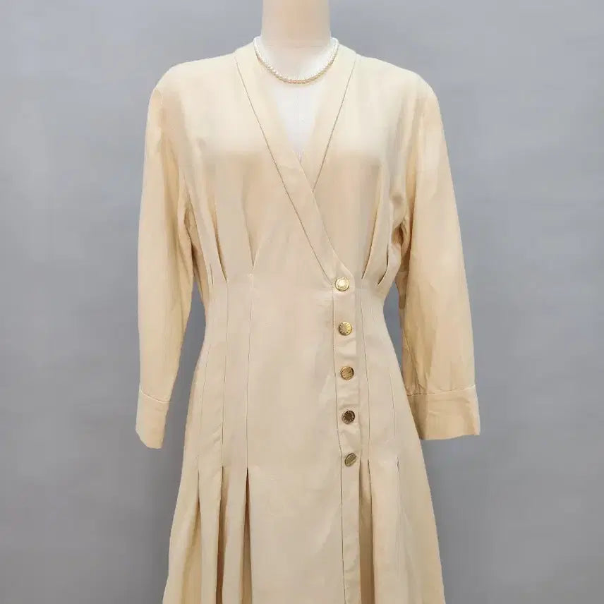 [BUNJANG] Sandro Beige Pleated Dress / 산드로 베이지 원피스 플리츠 한섬
