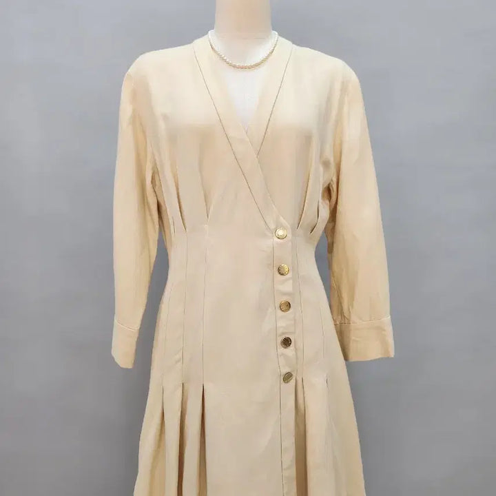 [BUNJANG] Sandro Beige Pleated Dress / 산드로 베이지 원피스 플리츠 한섬