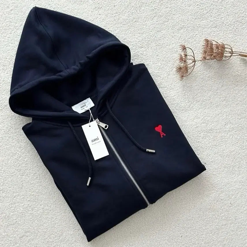 [BUNJANG] AMI Hoodie Navy / AMI 아미 후드집업