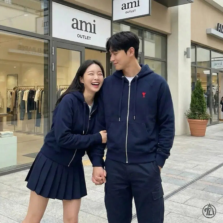 [BUNJANG] AMI Hoodie Navy / AMI 아미 후드집업