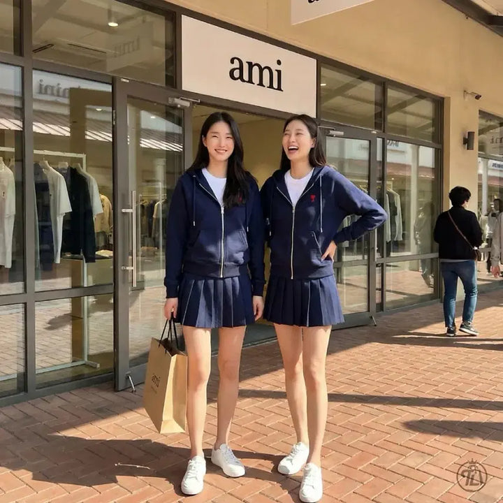 [BUNJANG] AMI Hoodie Navy / AMI 아미 후드집업