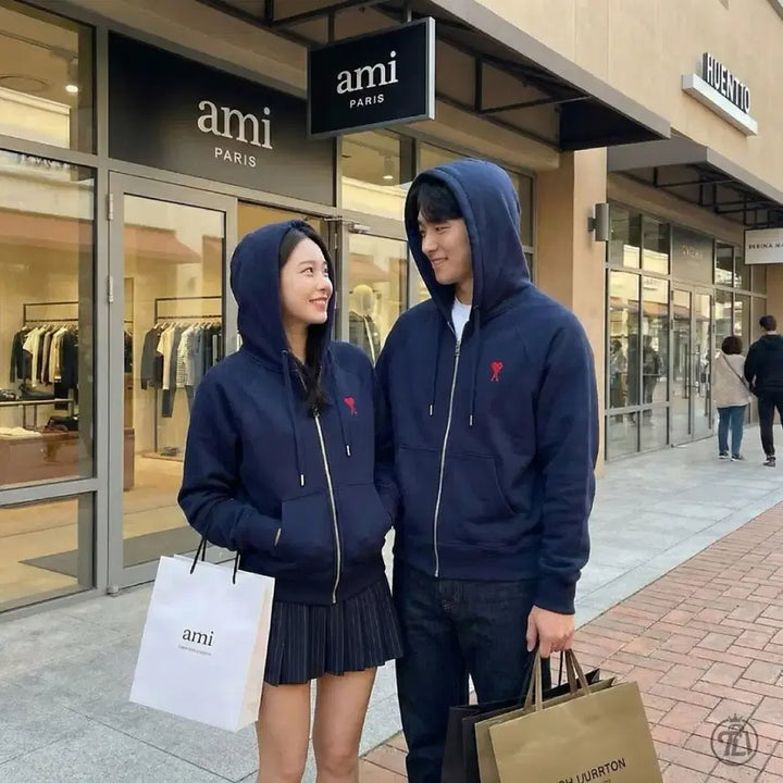 [BUNJANG] AMI Hoodie Navy / AMI 아미 후드집업