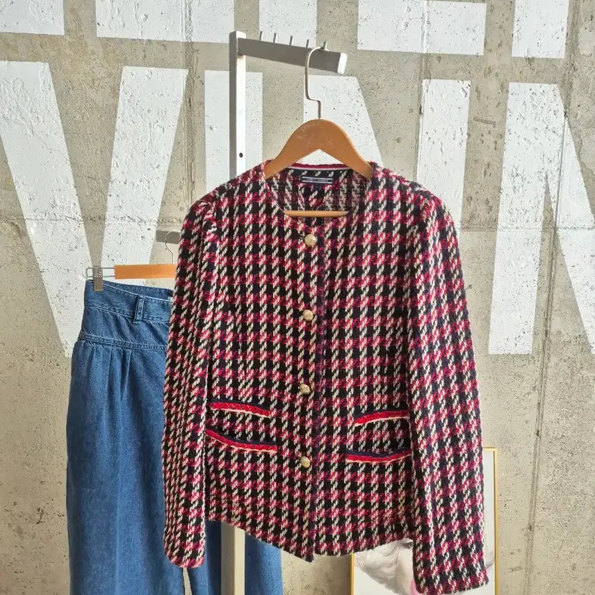 [BUNJANG] Tommy Hilfiger Houndstooth Check Tweed Jacket / 특가)타미힐피거 하운드투스 체크 트위드 자켓
