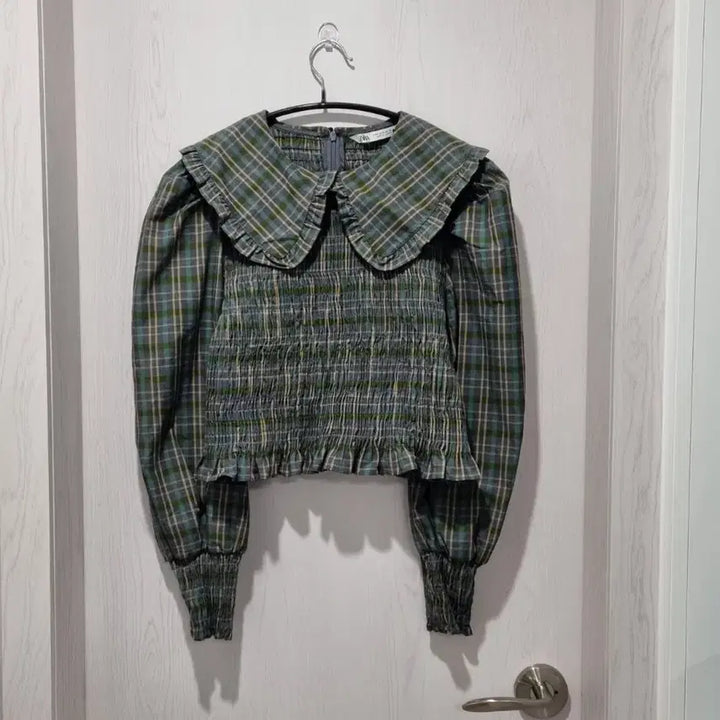 [BUNJANG] ZARA Check Shirred Blouse / 자라(ZARA) 체크 셔링 블라우스