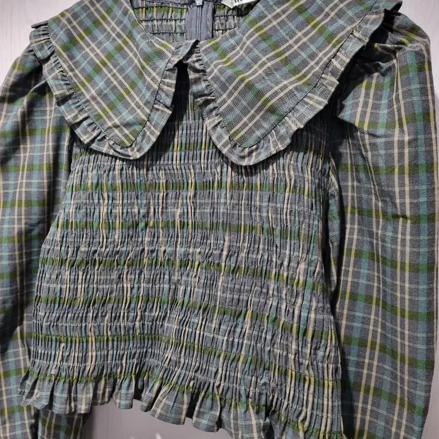 [BUNJANG] ZARA Check Shirred Blouse / 자라(ZARA) 체크 셔링 블라우스