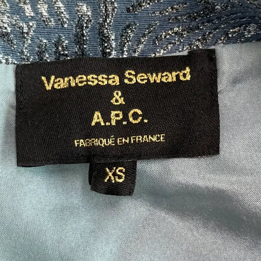 [BUNJANG] A.P.C. x Vanessa Bruno Blue/Silver Pattern Pleated Dress / [정품]아페쎄X바네사브루노 블루/실버 패턴 플리츠 원피스