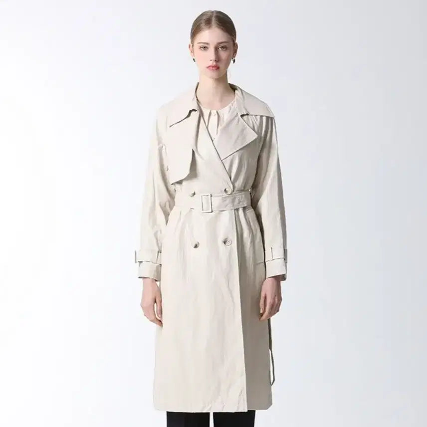 [BUNJANG] LIST Ivory Beige Trench Leather Coat / LIST 아이보리베이지색 트렌치 레더코트