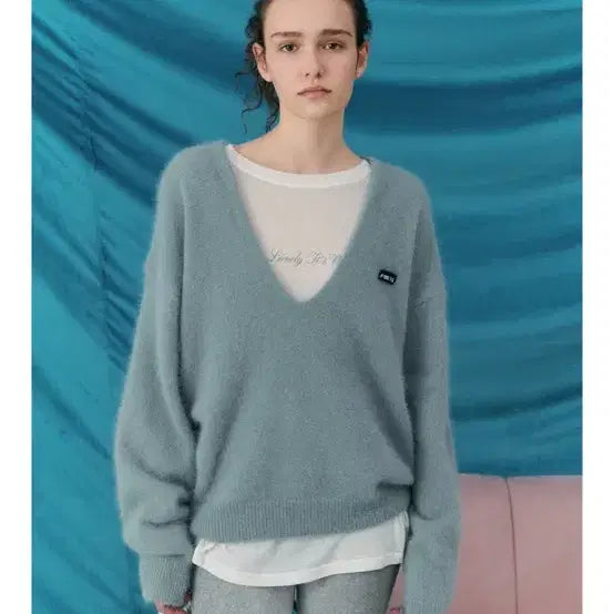 [BUNJANG] Poeto Deep Angora Knit Sweater / [새상품] 포에토 about deep 앙고라 니트 뮤트 블루