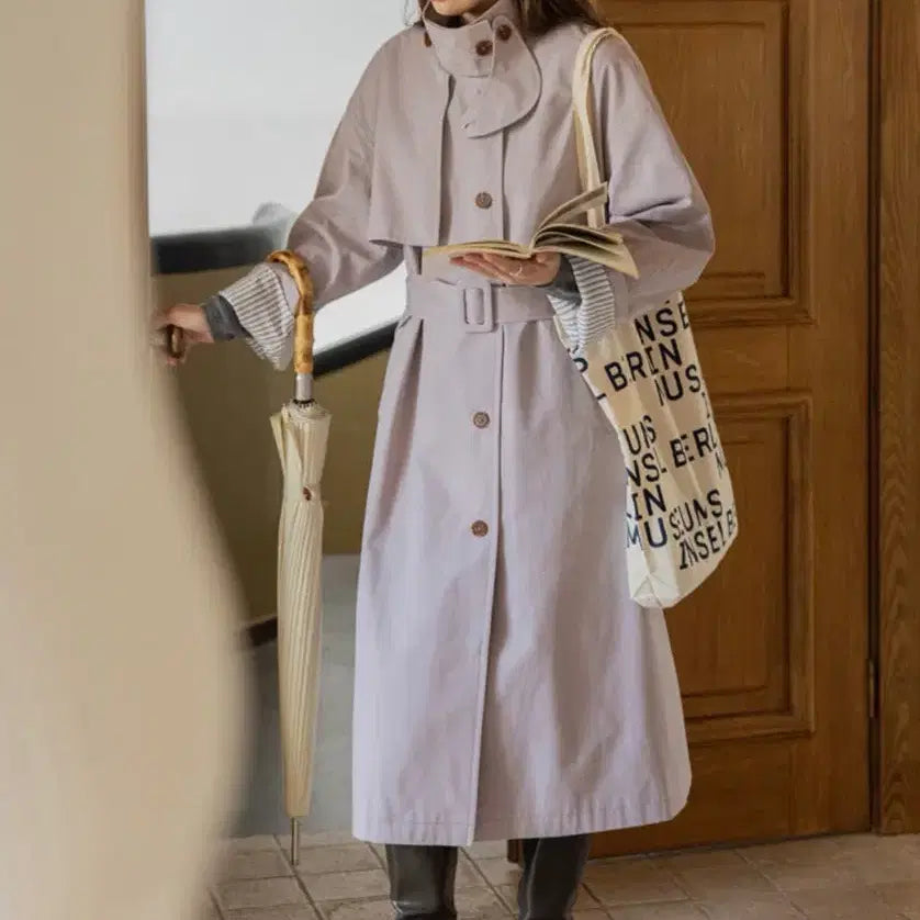[BUNJANG] Le Nana Lavender Long Trench Coat / 르나나 라벤더 롱 트렌치 코트