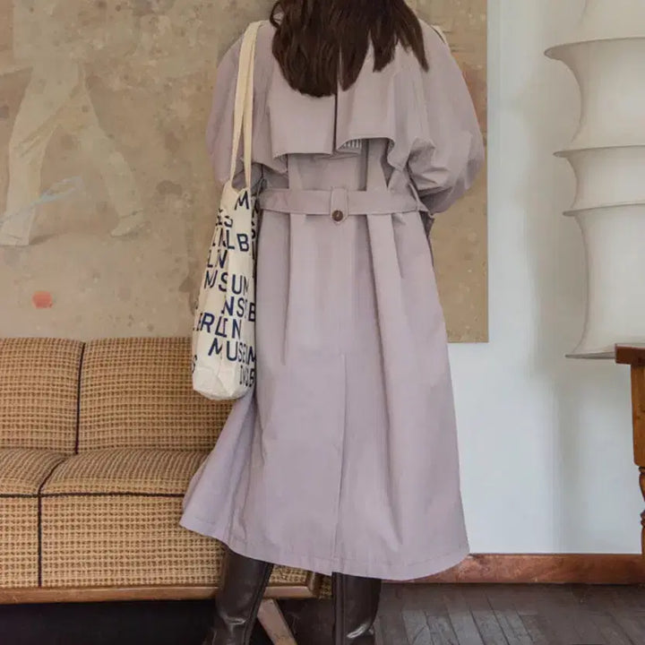 [BUNJANG] Renana Lavender Long Trench Coat / 르나나 라벤더 롱 트렌치 코트