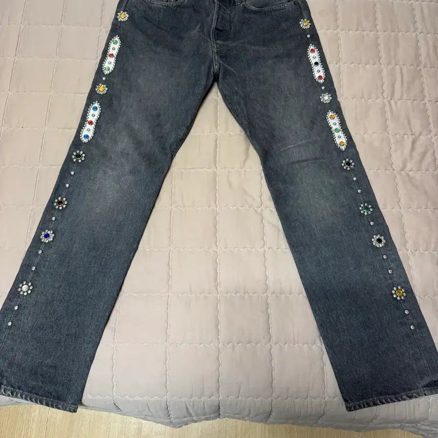 [BUNJANG] Capital Gemstone Black Jeans / 캐피탈 잼스톤 흑청 34 잼스톤