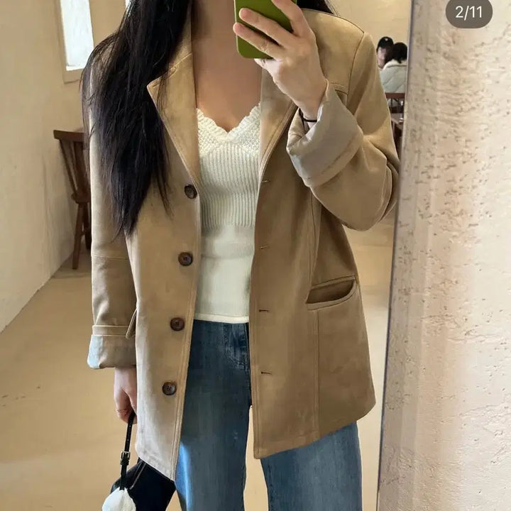 [BUNJANG] In the Mode Suede Jacket - Beige / 인더모드 스웨이드 자켓-베이지