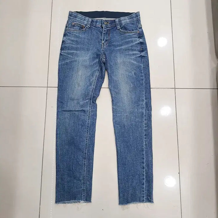 [BUNJANG] Denim Collection M Vintage Straight Jeans / 데님컬렉션 M 허리밴딩 빈티지 일자 중고 청바지 오염