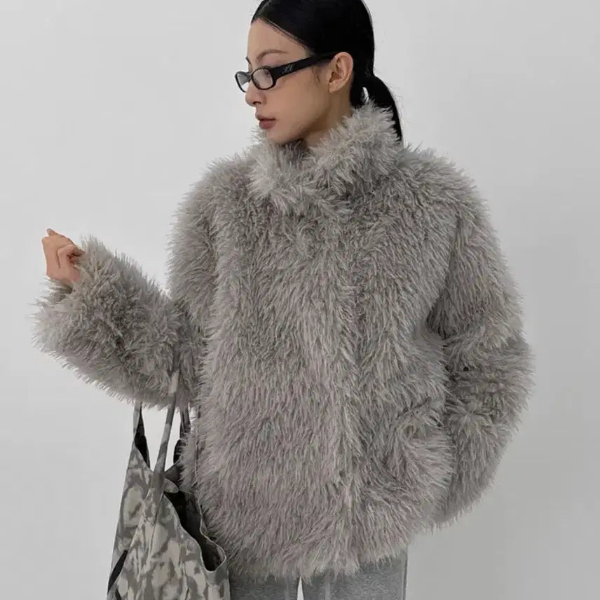 [BUNJANG] Blackup Charka Collar Fur Jacket / 블랙업 샤크라 카라 퍼 자켓