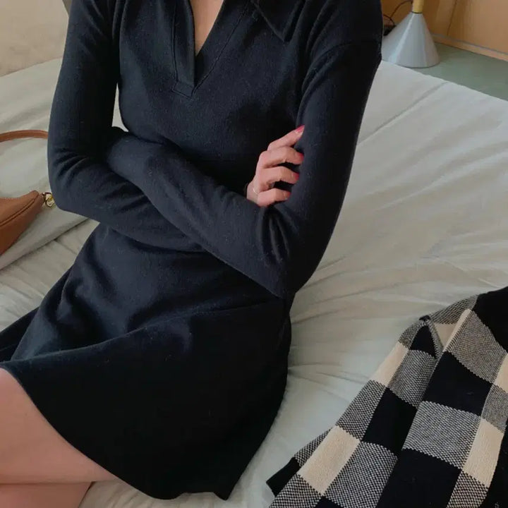 [BUNJANG] Frost J Collar Mini Dress (Black) / (프로스트제이)카라 원피스(블랙)