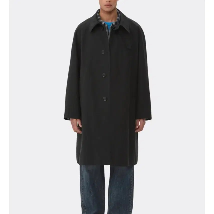 [BUNJANG] Customellow Black Cotton Balmaccan Coat / 커스텀멜로우 Black Cotton Balmaccan Coat 코트