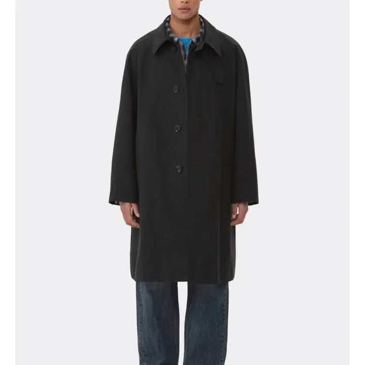 [BUNJANG] Customellow Black Cotton Balmaccan Coat / 커스텀멜로우 Black Cotton Balmaccan Coat 코트