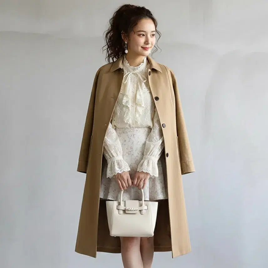 [BUNJANG] TEMPORARY Camel Mac Coat (M-L) / [새상품급] TEMPORARY 미니멀 싱글 트렌치 코트 (카멜 베이지)