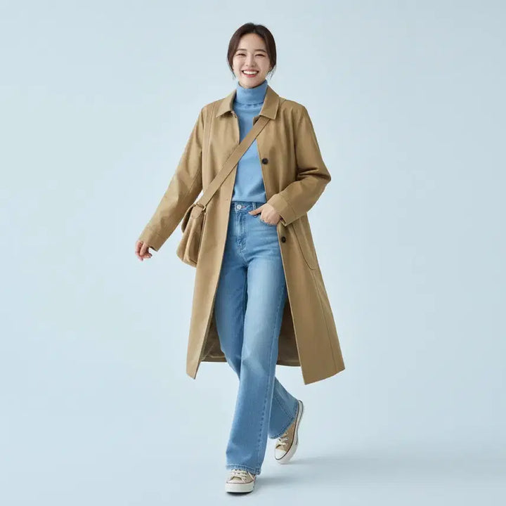 [BUNJANG] TEMPORARY Camel Mac Coat (M-L) / [새상품급] TEMPORARY 미니멀 싱글 트렌치 코트 (카멜 베이지)