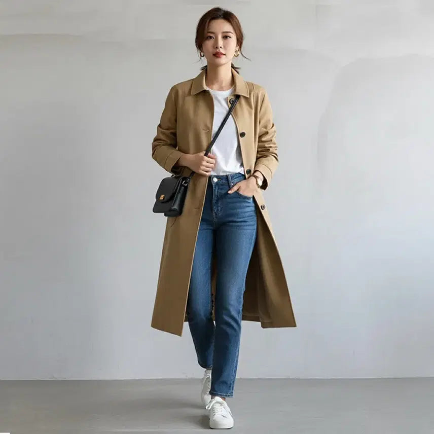 [BUNJANG] TEMPORARY Camel Mac Coat (M-L) / [새상품급] TEMPORARY 미니멀 싱글 트렌치 코트 (카멜 베이지)