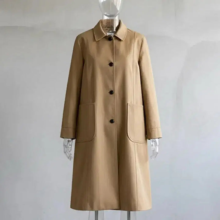 [BUNJANG] TEMPORARY Camel Mac Coat (M-L) / [새상품급] TEMPORARY 미니멀 싱글 트렌치 코트 (카멜 베이지)