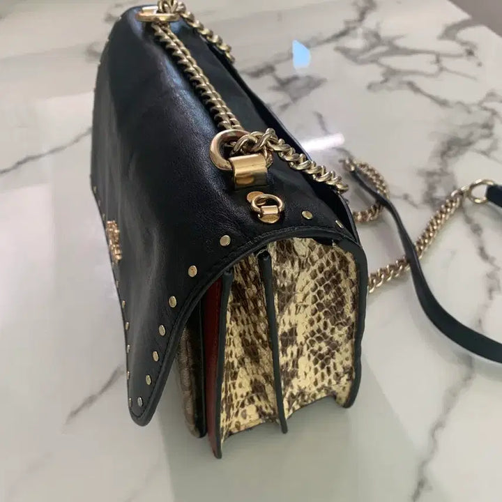 [BUNJANG] COACH Klare Crossbody In Signature Canvas With Rivets Chain Shoulder Bag / 코치 블랙 체인 크로스백