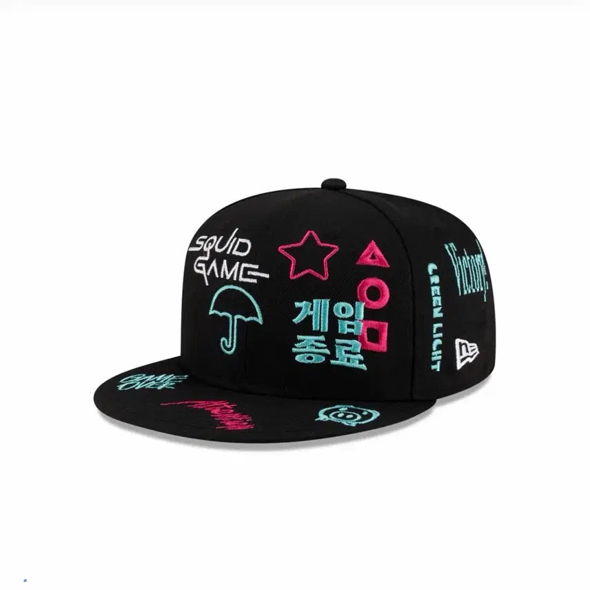 [BUNJANG] Netflix Squid Game Scribble Fitted Cap / Netflix Squid Game Scribble Fitted
