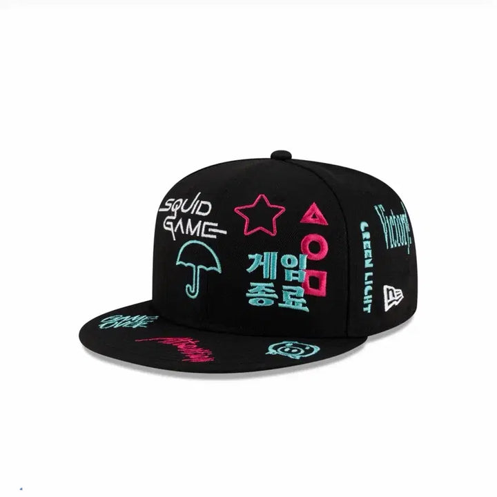 [BUNJANG] Netflix Squid Game Scribble Fitted Cap / Netflix Squid Game Scribble Fitted