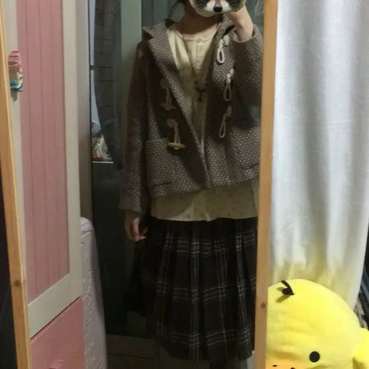 [BUNJANG] Vintage Dot Pattern Duffle Coat / 빈티지 도트무늬 떡볶이 코트 떡코