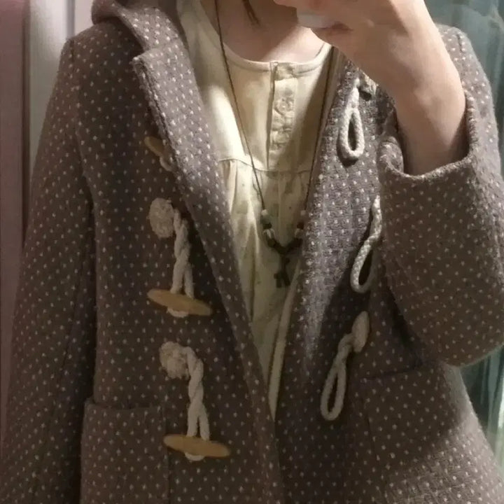 [BUNJANG] Vintage Dot Pattern Duffle Coat / 빈티지 도트무늬 떡볶이 코트 떡코