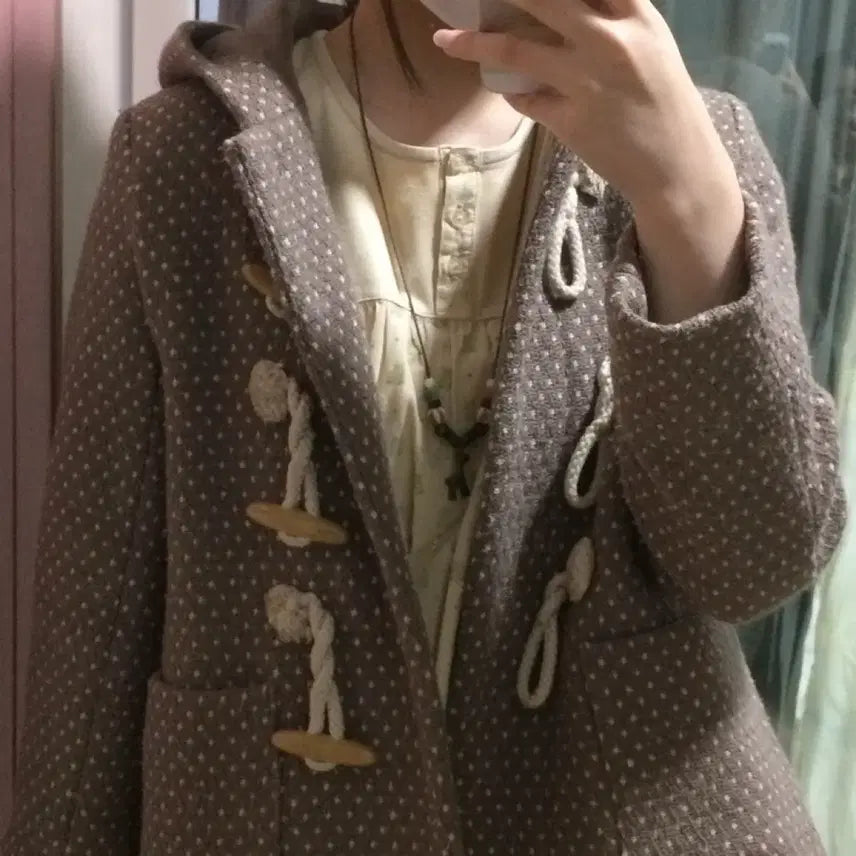 [BUNJANG] Vintage Dot Pattern Duffle Coat / 빈티지 도트무늬 떡볶이 코트 떡코