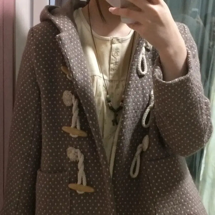 [BUNJANG] Vintage Dot Pattern Duffle Coat / 빈티지 도트무늬 떡볶이 코트 떡코