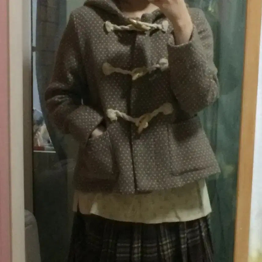 [BUNJANG] Vintage Dot Pattern Duffle Coat / 빈티지 도트무늬 떡볶이 코트 떡코