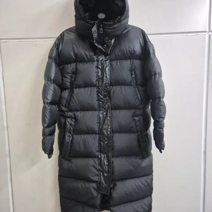 [BUNJANG] Calvin Klein Black Hooded Long Down Jacket (M) / 캘빈클라인 진 블랙 후드 롱패딩(95/M)