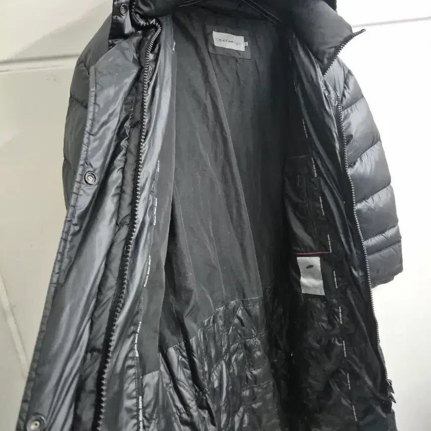 [BUNJANG] Calvin Klein Black Hooded Long Down Jacket (M) / 캘빈클라인 진 블랙 후드 롱패딩(95/M)