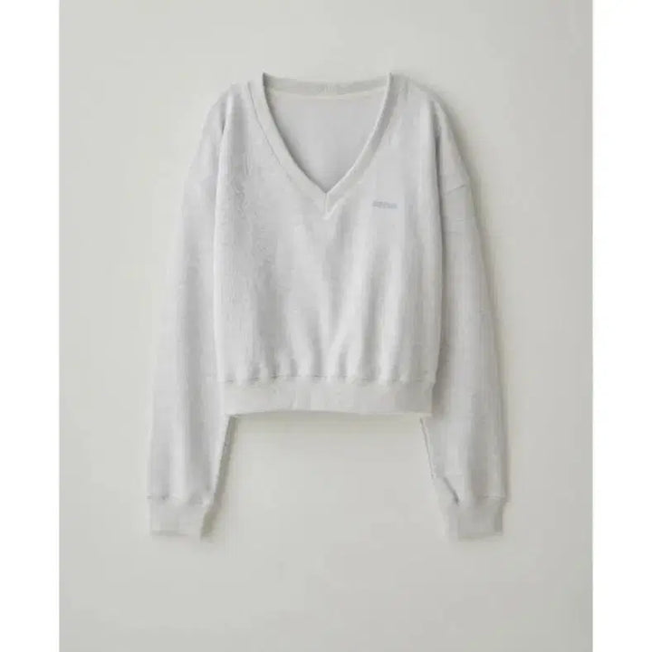 [BUNJANG] Thanat V-Neck Short Sweatshirt Melange White / 타낫 브이넥 숏맨투맨 멜란지화이트