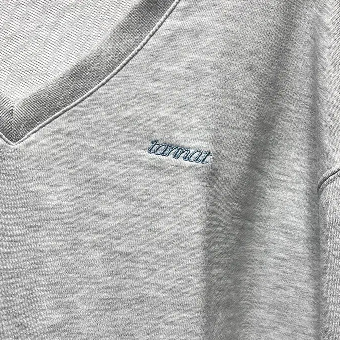 [BUNJANG] Thanat V-Neck Short Sweatshirt Melange White / 타낫 브이넥 숏맨투맨 멜란지화이트