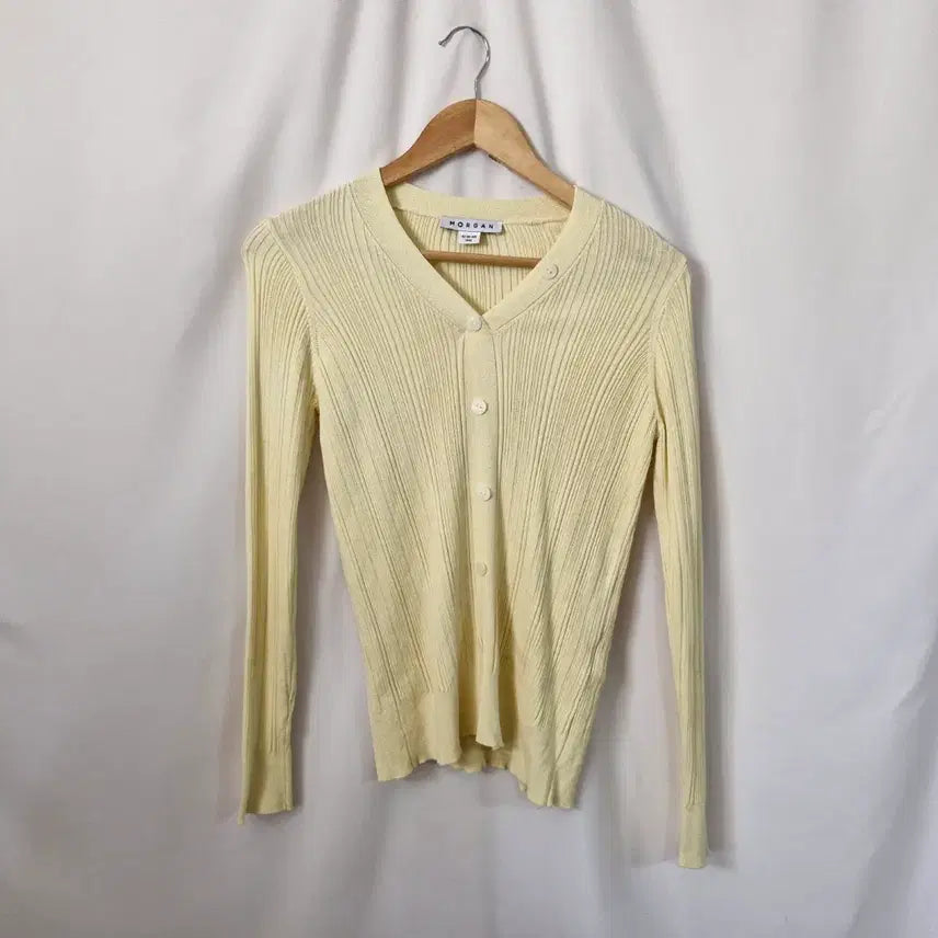 [BUNJANG] MORGAN Yellow Ribbed Knit / MORGAN 옐로우 골지 니트