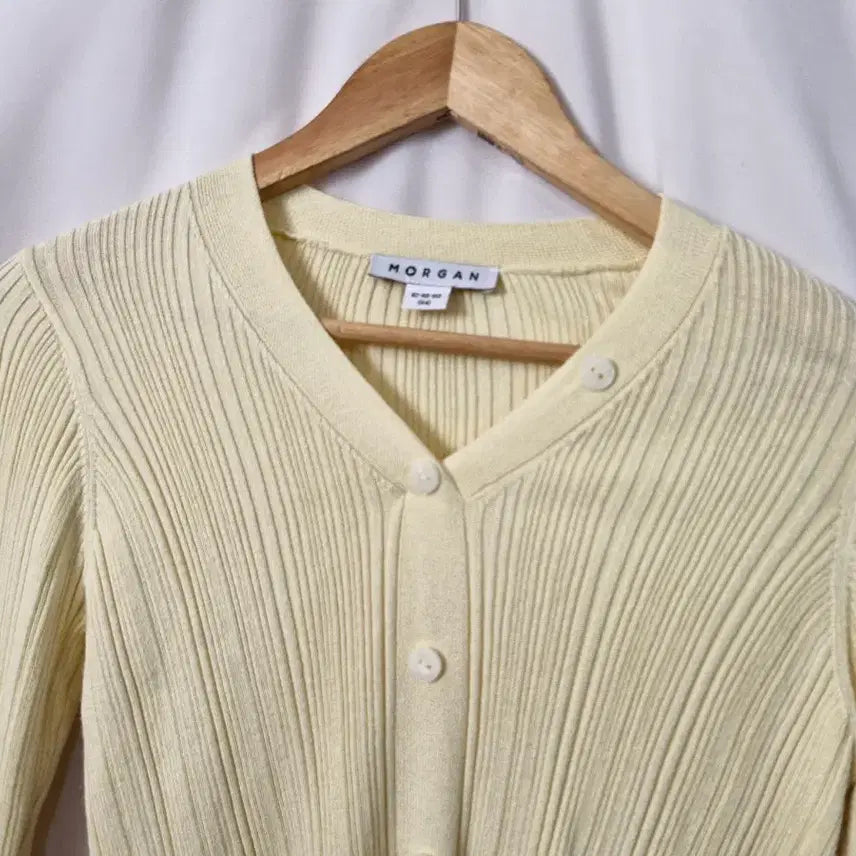[BUNJANG] MORGAN Yellow Ribbed Knit / MORGAN 옐로우 골지 니트